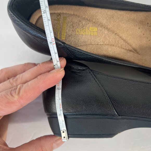 Sz 7.5 Clarks Blanche West Black Leather Buckle Embellishment Flats Women's Shoe - Picture 15 of 15